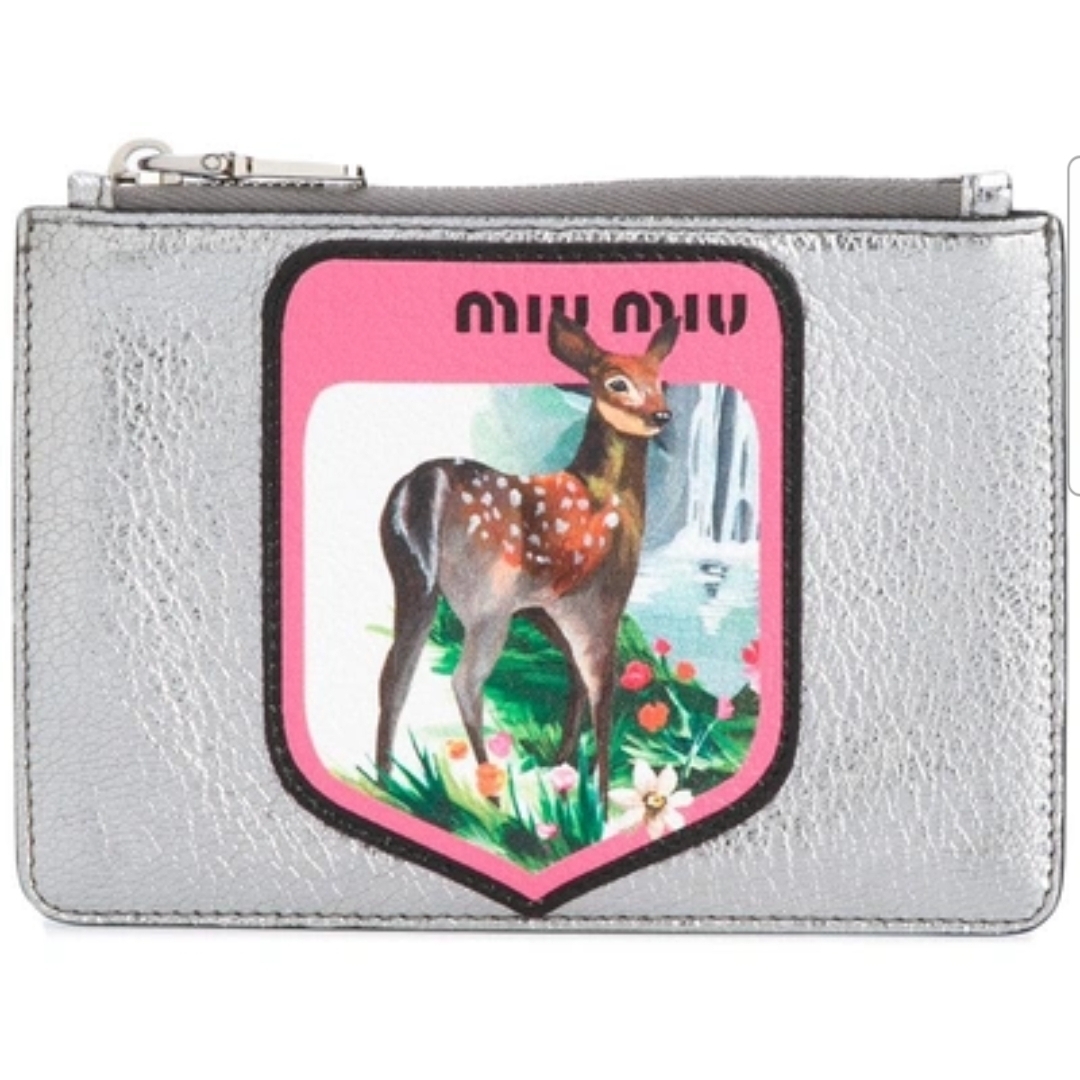 Miu Miu Rare Silver Pouch With Deer Design